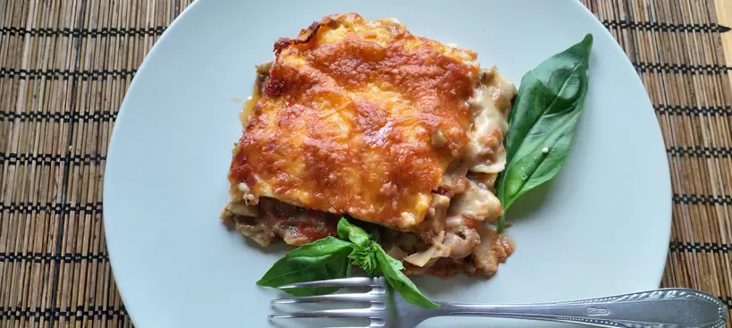 Padlizsános-gombás lasagne című cikk borítóképe